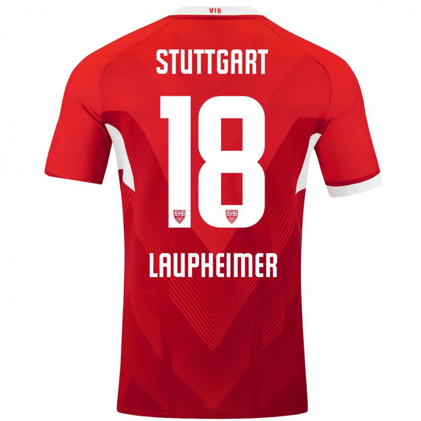Danxen Enfant Maillot Lukas Laupheimer #18 Blanc Rouge Tenues Extérieur 2024/25 T-Shirt