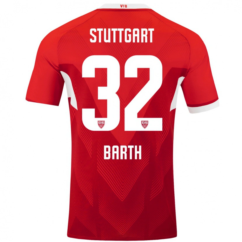 Danxen Enfant Maillot Tom Barth #32 Blanc Rouge Tenues Extérieur 2024/25 T-Shirt