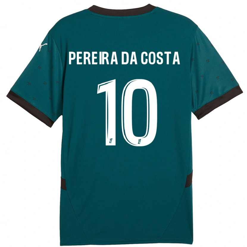 Danxen Enfant Maillot David Pereira Da Costa #10 Vert Foncé Tenues Extérieur 2024/25 T-Shirt