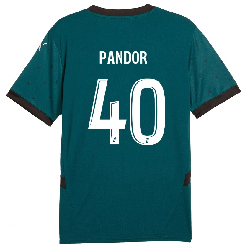 Danxen Enfant Maillot Yannick Pandor #40 Vert Foncé Tenues Extérieur 2024/25 T-Shirt