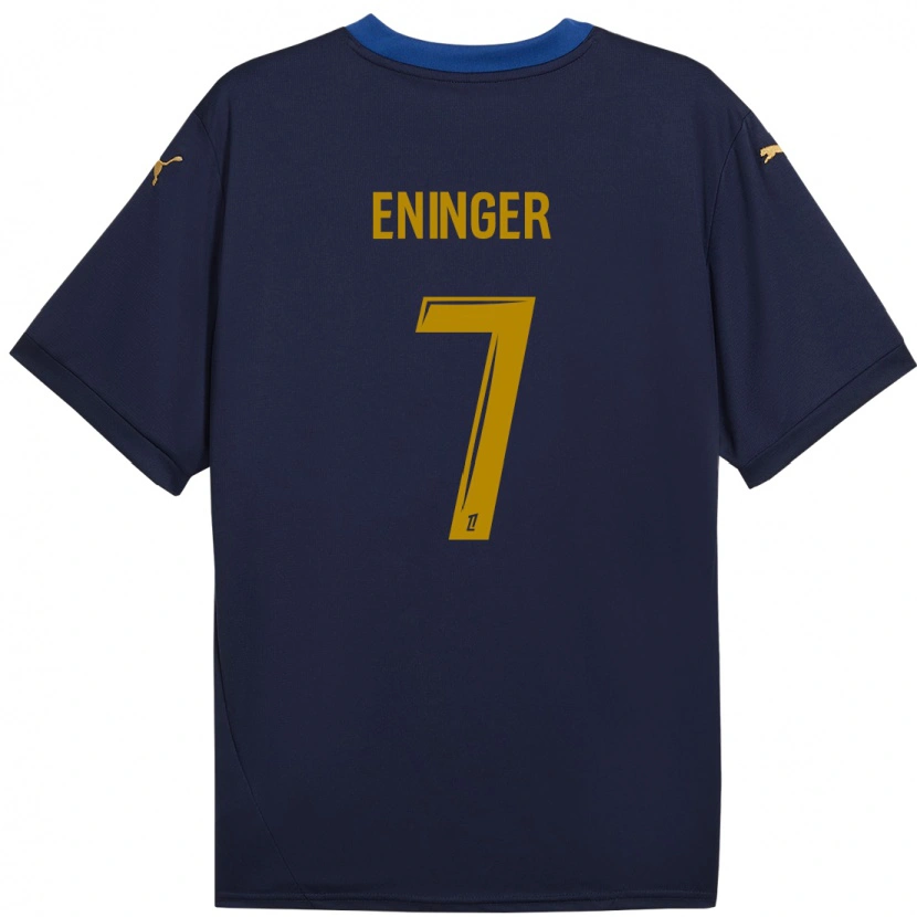Danxen Enfant Maillot Thelma Eninger #7 Bleu Marine Doré Tenues Extérieur 2024/25 T-Shirt
