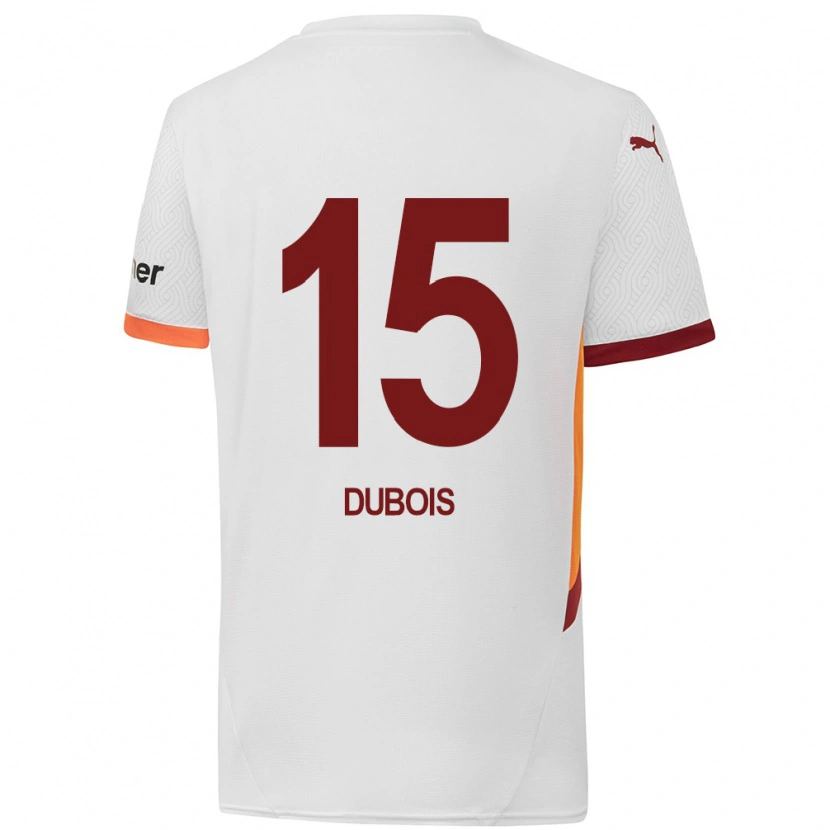 Danxen Enfant Maillot Léo Dubois #15 Blanc Jaune Rouge Tenues Extérieur 2024/25 T-Shirt
