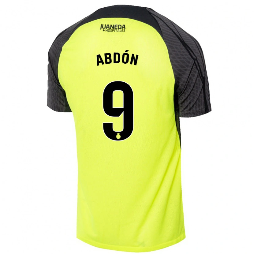 Danxen Enfant Maillot Abdón Prats #9 Vert Fluo Noir Tenues Extérieur 2024/25 T-Shirt