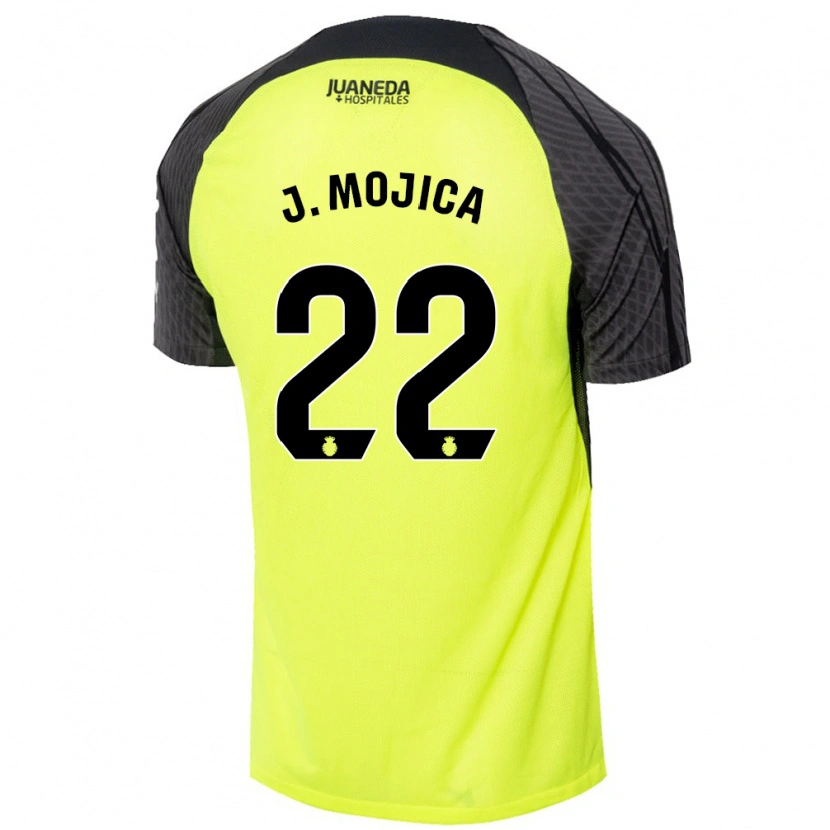 Danxen Enfant Maillot Johan Mojica #22 Vert Fluo Noir Tenues Extérieur 2024/25 T-Shirt
