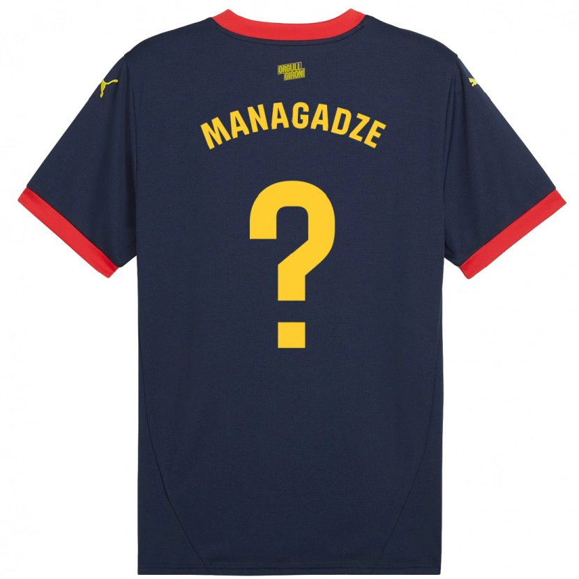 Danxen Enfant Maillot Luka Managadze #0 Bleu Marine Rouge Tenues Extérieur 2024/25 T-Shirt