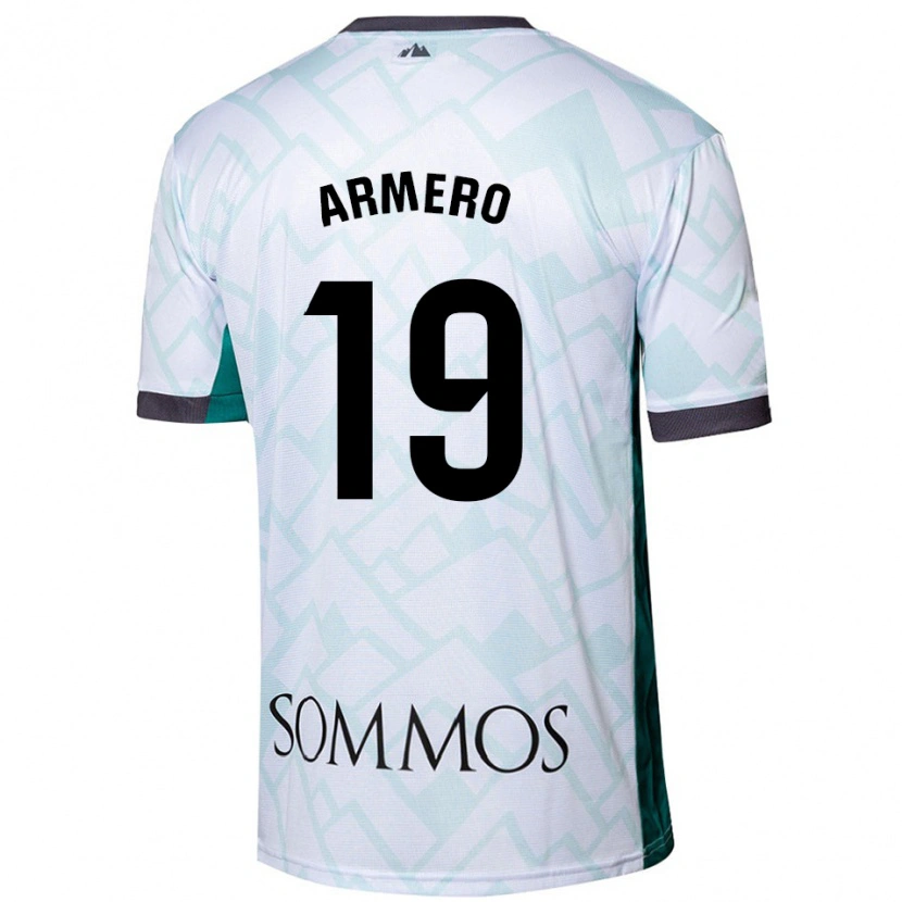 Danxen Enfant Maillot Sergi Armero #19 Blanc Vert Tenues Extérieur 2024/25 T-Shirt