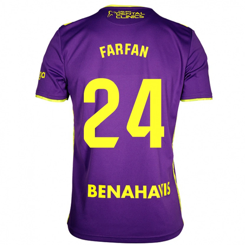 Danxen Enfant Maillot María Farfán #24 Violet Jaune Tenues Extérieur 2024/25 T-Shirt
