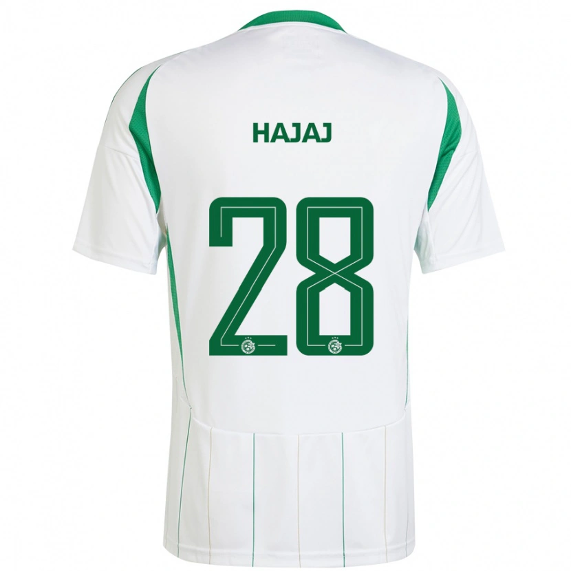 Danxen Enfant Maillot Ilay Hajaj #28 Blanc Vert Tenues Extérieur 2024/25 T-Shirt