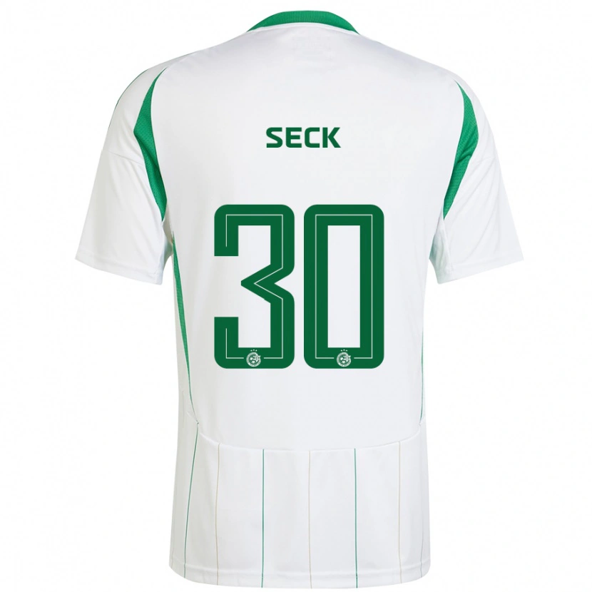 Danxen Enfant Maillot Abdoulaye Seck #30 Blanc Vert Tenues Extérieur 2024/25 T-Shirt