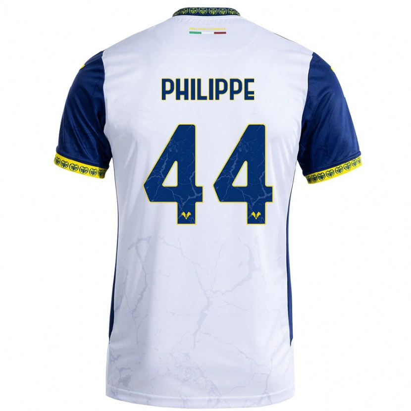 Danxen Enfant Maillot Mathis Philippe #44 Blanc Bleu Tenues Extérieur 2024/25 T-Shirt