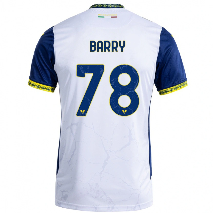Danxen Enfant Maillot Oumar Barry #78 Blanc Bleu Tenues Extérieur 2024/25 T-Shirt