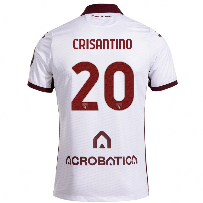 Danxen Enfant Maillot Giulia Crisantino #20 Blanc Marron Tenues Extérieur 2024/25 T-Shirt