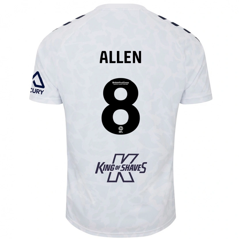 Danxen Enfant Maillot Jamie Allen #8 Blanc Tenues Extérieur 2024/25 T-Shirt