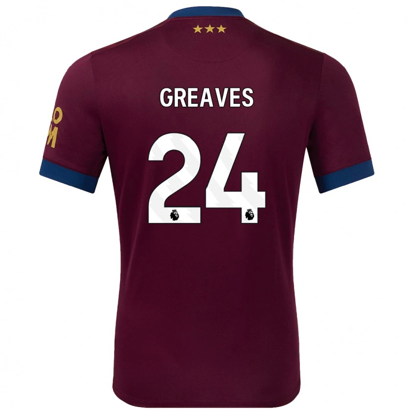 Danxen Enfant Maillot Jacob Greaves #24 Marron Tenues Extérieur 2024/25 T-Shirt