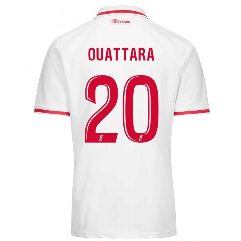 Danxen Homme Maillot Kassoum Ouattara #20 Blanc Rouge Tenues Domicile 2024/25 T-Shirt