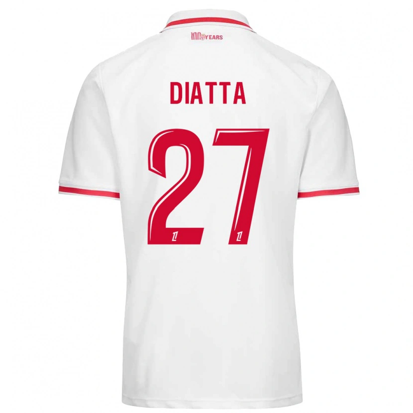 Danxen Homme Maillot Krépin Diatta #27 Blanc Rouge Tenues Domicile 2024/25 T-Shirt