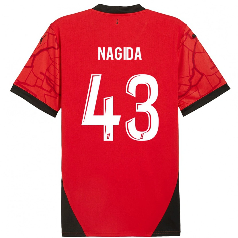 Danxen Homme Maillot Mahamadou Nagida #43 Rouge Noir Tenues Domicile 2024/25 T-Shirt