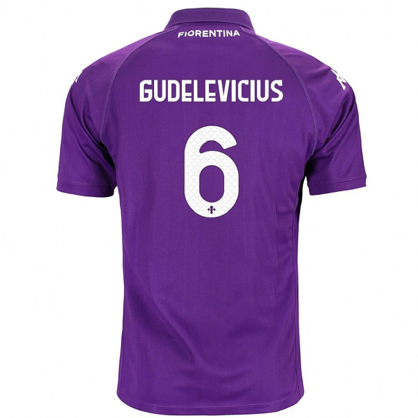 Danxen Homme Maillot Ernestas Gudelevicius #6 Violet Tenues Domicile 2024/25 T-Shirt