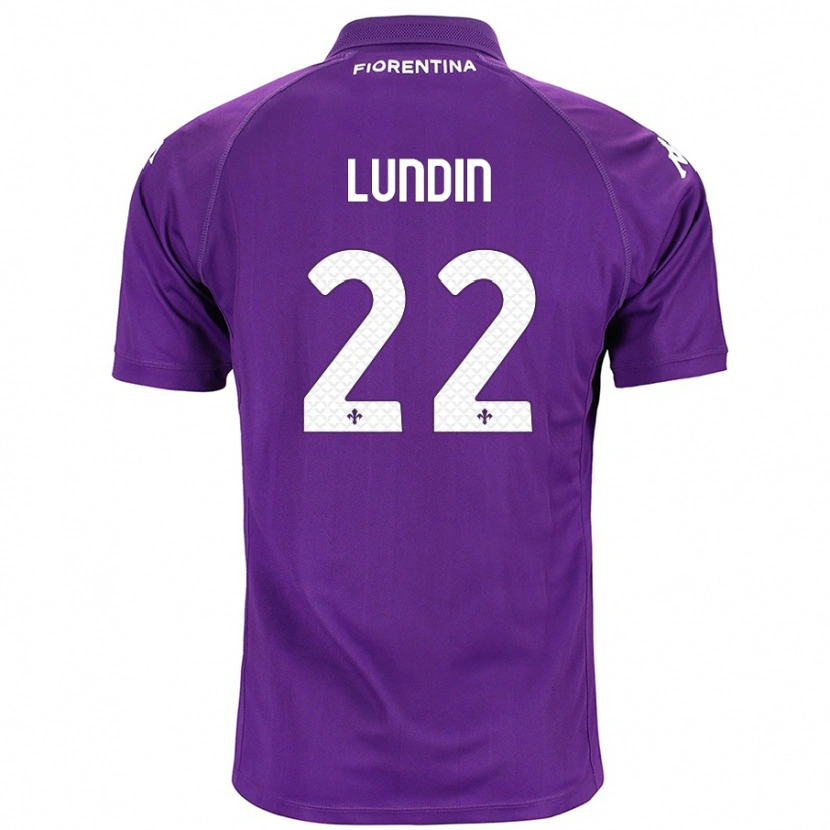 Danxen Homme Maillot Karin Lundin #22 Violet Tenues Domicile 2024/25 T-Shirt