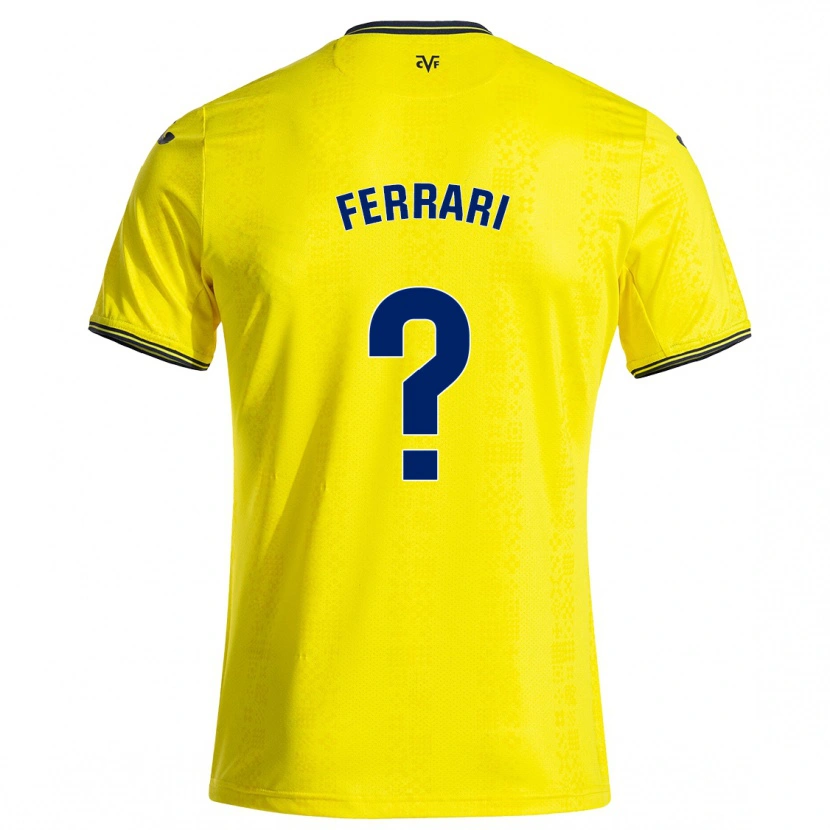 Danxen Homme Maillot Andrés Ferrari #0 Jaune Noir Tenues Domicile 2024/25 T-Shirt
