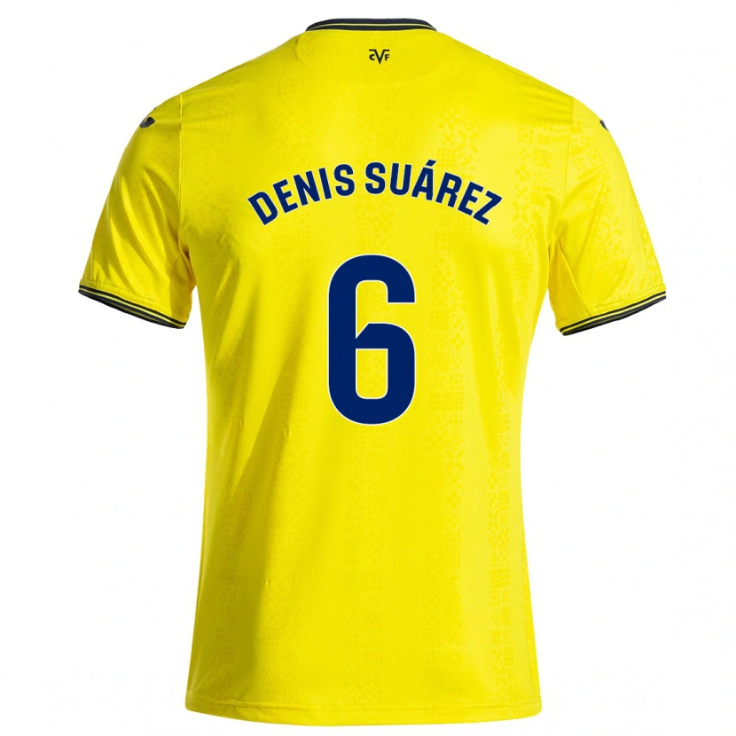 Danxen Homme Maillot Denis Suárez #6 Jaune Noir Tenues Domicile 2024/25 T-Shirt