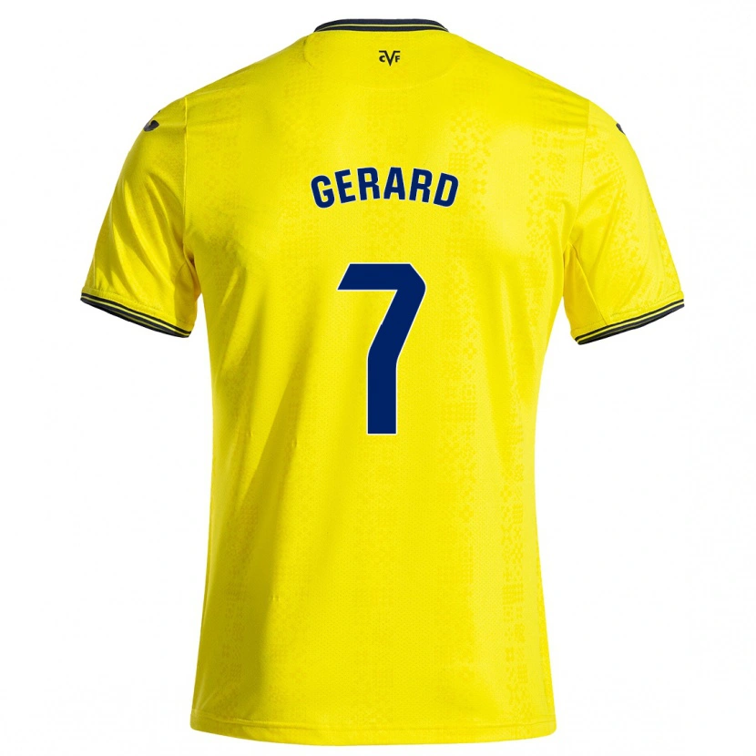 Danxen Homme Maillot Gerard Moreno #7 Jaune Noir Tenues Domicile 2024/25 T-Shirt