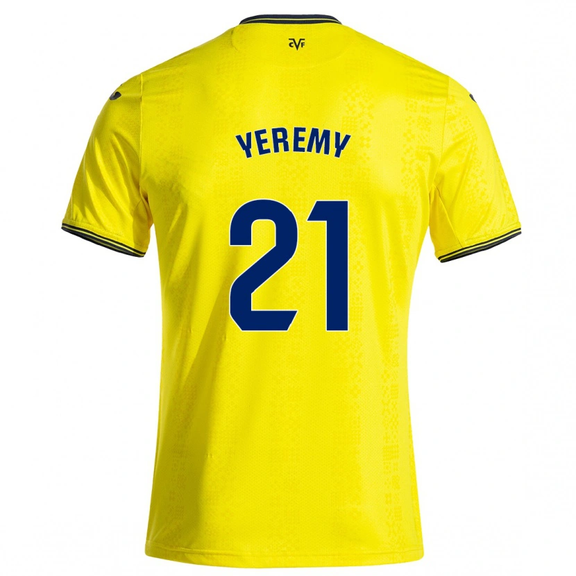 Danxen Homme Maillot Yéremy Pino #21 Jaune Noir Tenues Domicile 2024/25 T-Shirt