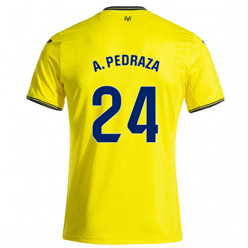 Danxen Homme Maillot Alfonso Pedraza #24 Jaune Noir Tenues Domicile 2024/25 T-Shirt