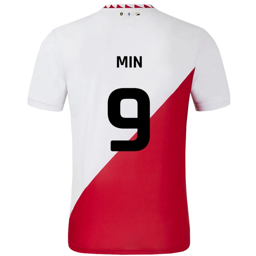 Danxen Homme Maillot David Min #9 Blanc Rouge Tenues Domicile 2024/25 T-Shirt