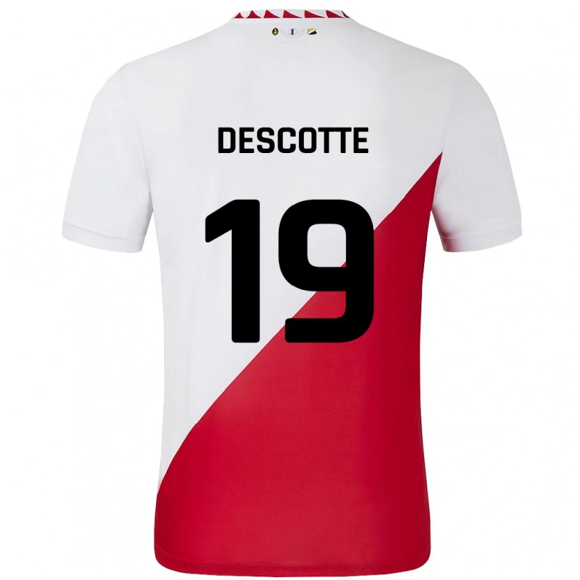Danxen Homme Maillot Anthony Descotte #19 Blanc Rouge Tenues Domicile 2024/25 T-Shirt