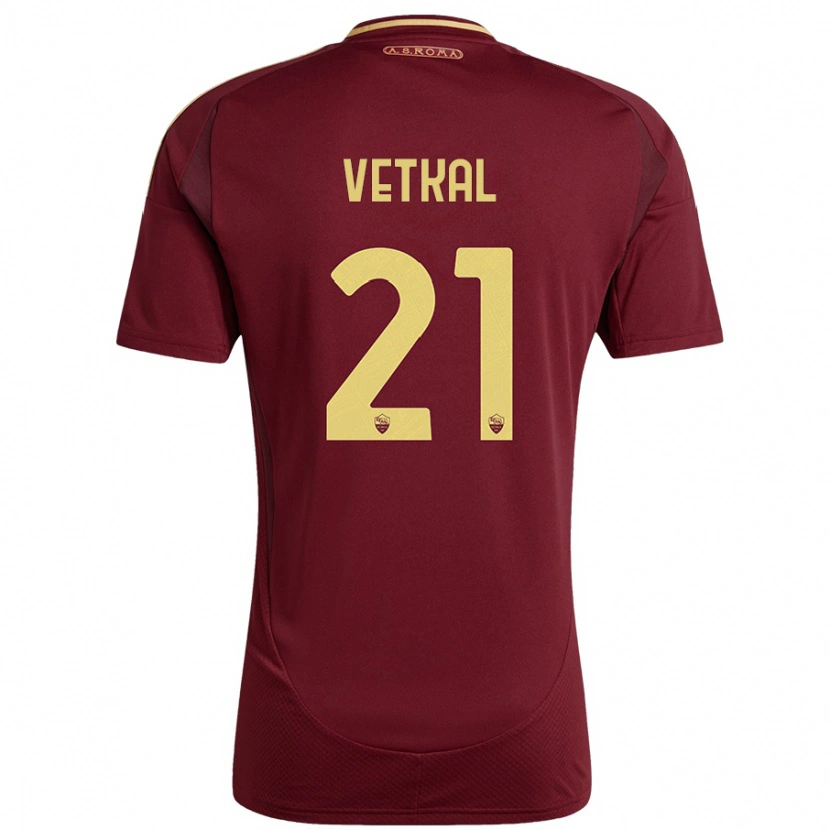 Danxen Homme Maillot Martin Vetkal #21 Rouge Brun Or Tenues Domicile 2024/25 T-Shirt