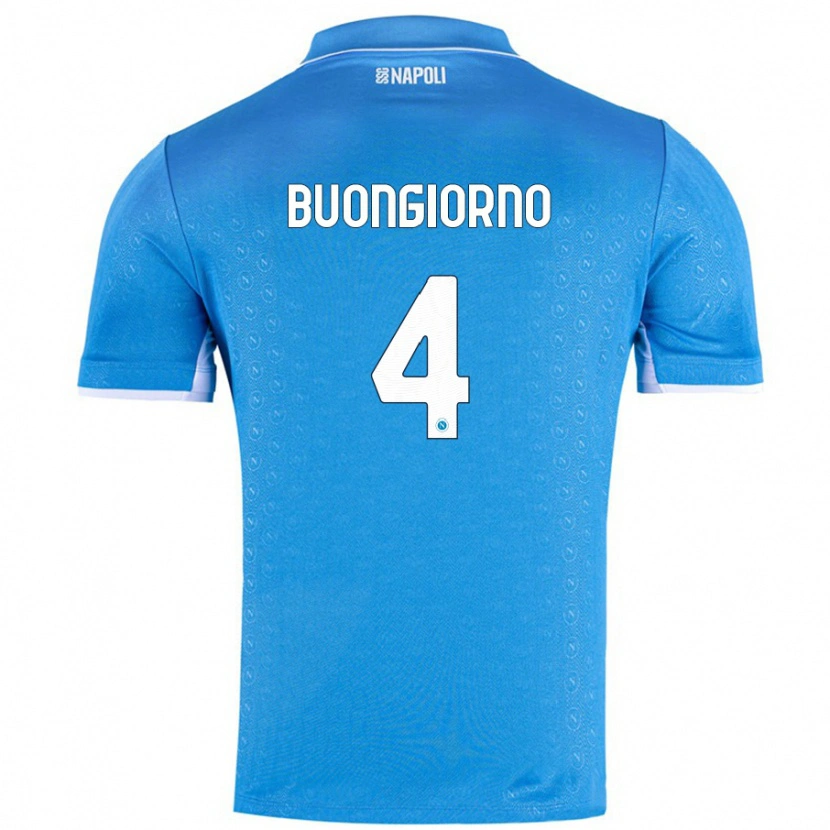 Danxen Homme Maillot Alessandro Buongiorno #4 Bleu Ciel Tenues Domicile 2024/25 T-Shirt