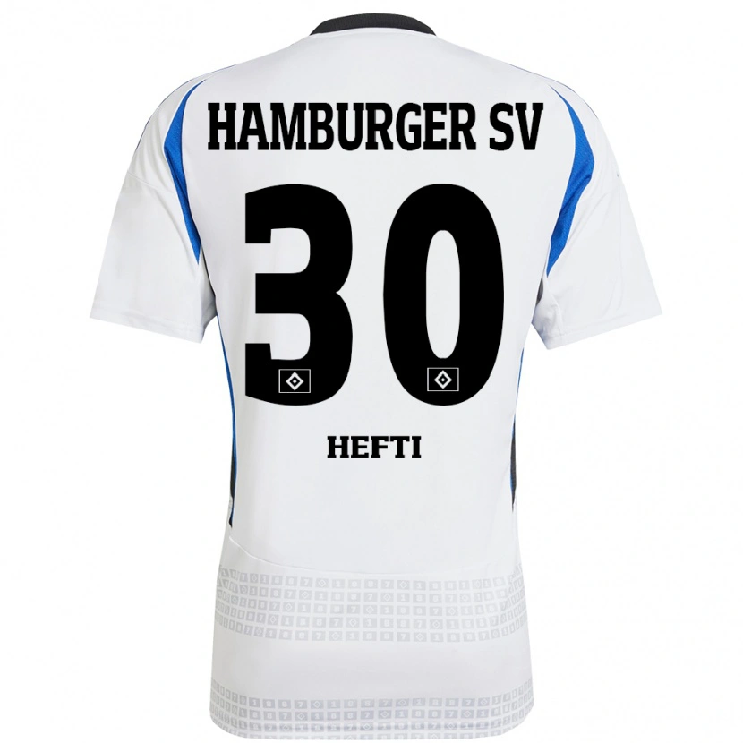 Danxen Homme Maillot Silvan Hefti #30 Blanc Bleu Tenues Domicile 2024/25 T-Shirt