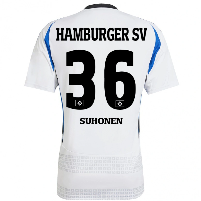 Danxen Homme Maillot Anssi Suhonen #36 Blanc Bleu Tenues Domicile 2024/25 T-Shirt