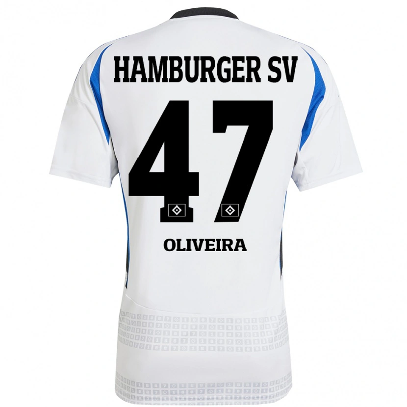 Danxen Homme Maillot Nicolas Oliveira #47 Blanc Bleu Tenues Domicile 2024/25 T-Shirt