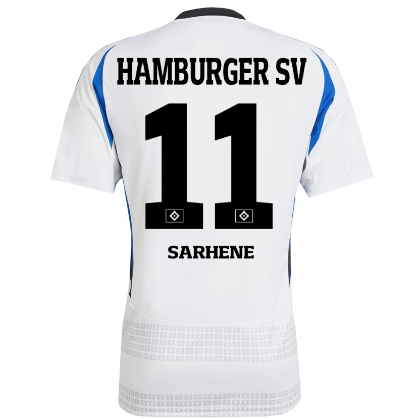 Danxen Homme Maillot Clement Nana-Sarhene #11 Blanc Bleu Tenues Domicile 2024/25 T-Shirt