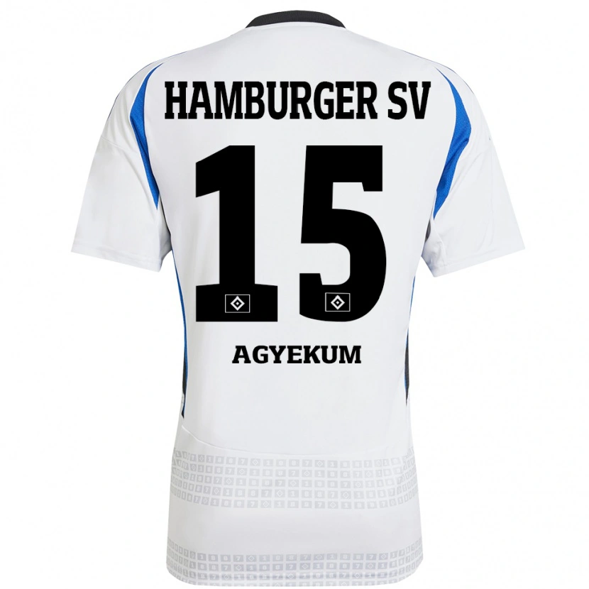 Danxen Homme Maillot Joel Agyekum #15 Blanc Bleu Tenues Domicile 2024/25 T-Shirt