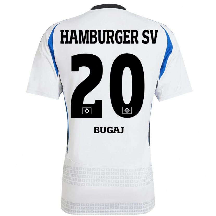 Danxen Homme Maillot Jan-Luca Bugaj #20 Blanc Bleu Tenues Domicile 2024/25 T-Shirt