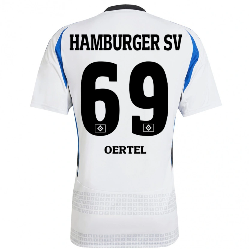 Danxen Homme Maillot Jan Oertel #69 Blanc Bleu Tenues Domicile 2024/25 T-Shirt