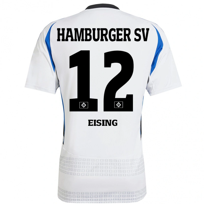 Danxen Homme Maillot Luis Eising #12 Blanc Bleu Tenues Domicile 2024/25 T-Shirt