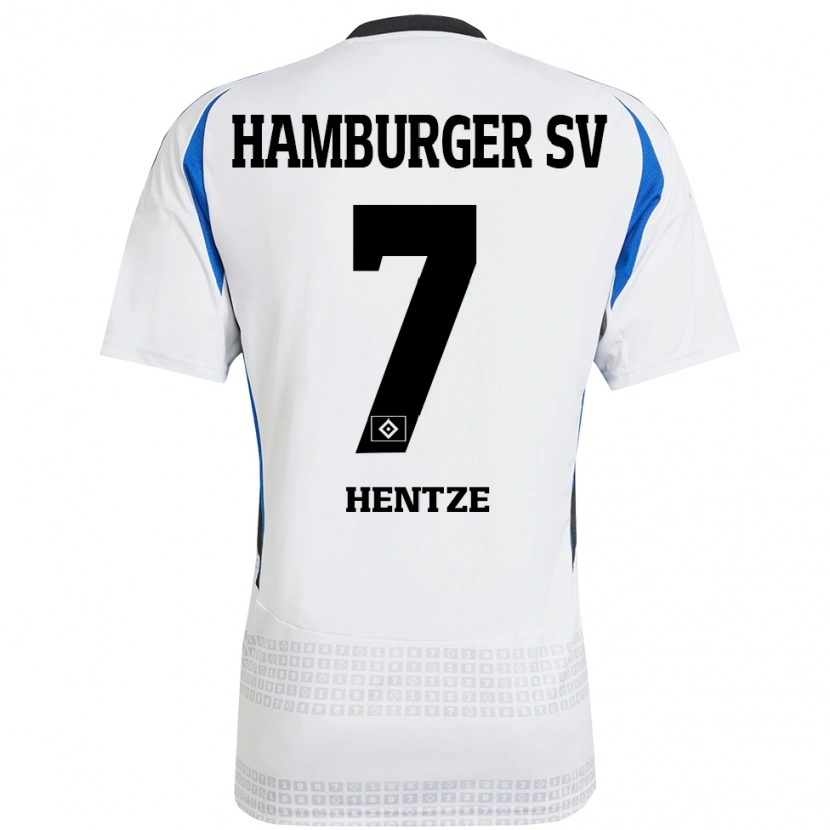 Danxen Homme Maillot Tanita-Tammy Hentze #7 Blanc Bleu Tenues Domicile 2024/25 T-Shirt