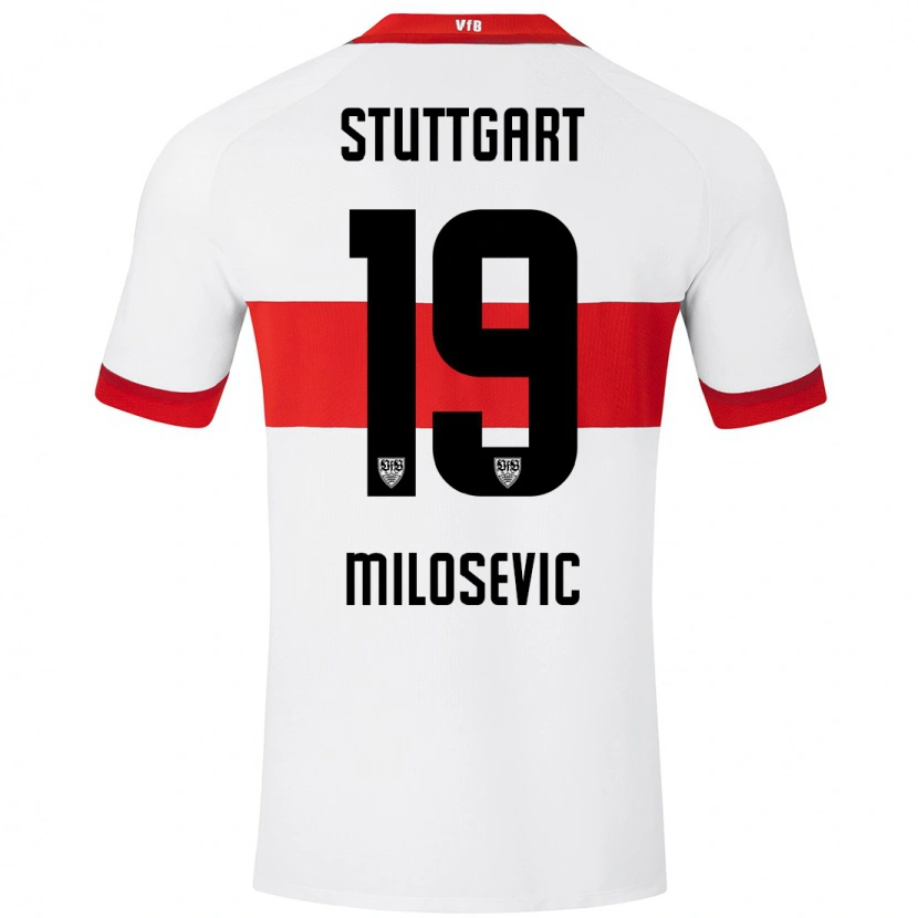 Danxen Homme Maillot Jovan Milosevic #19 Blanc Rouge Tenues Domicile 2024/25 T-Shirt