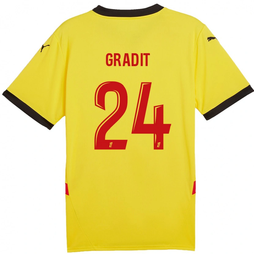 Danxen Homme Maillot Jonathan Gradit #24 Jaune Rouge Tenues Domicile 2024/25 T-Shirt