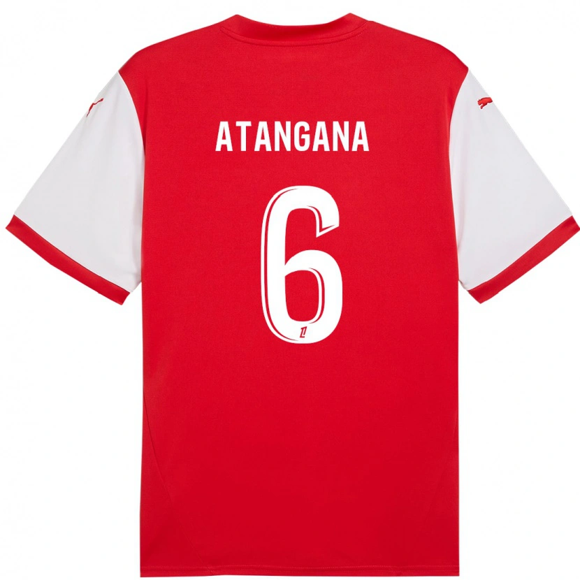 Danxen Homme Maillot Valentin Atangana #6 Rouge Blanc Tenues Domicile 2024/25 T-Shirt