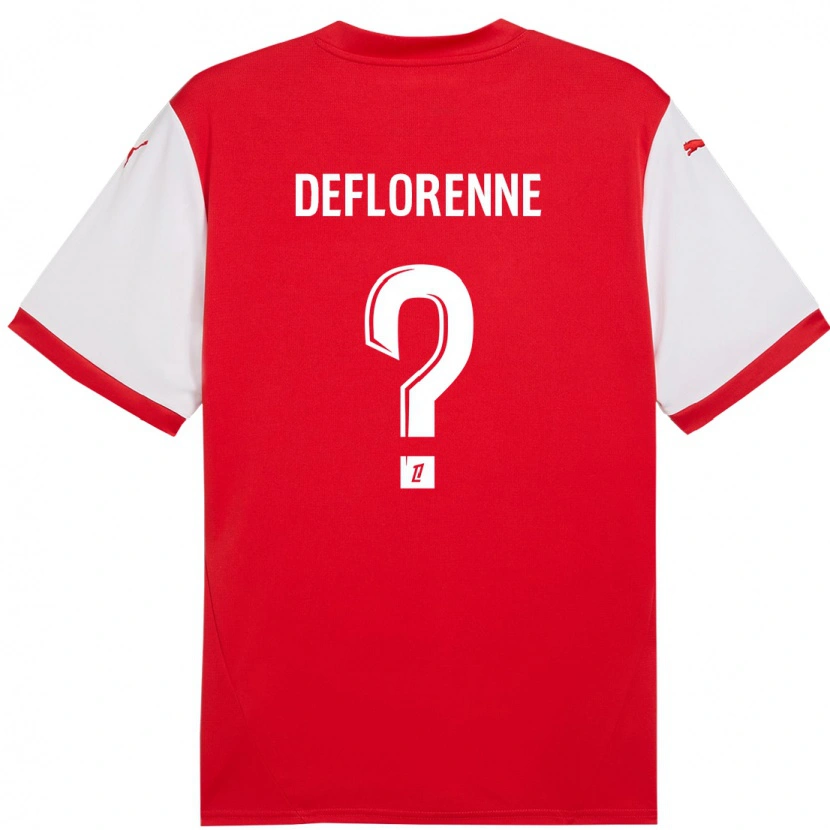 Danxen Homme Maillot Théo Deflorenne #0 Rouge Blanc Tenues Domicile 2024/25 T-Shirt