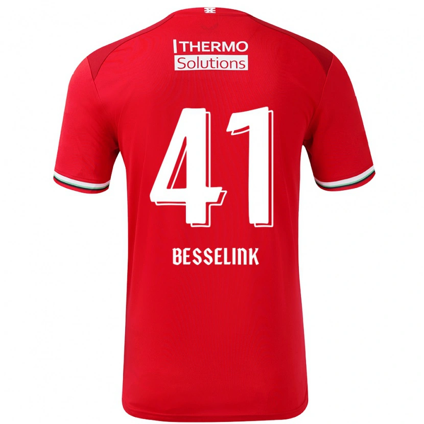 Danxen Homme Maillot Gijs Besselink #41 Rouge Blanc Tenues Domicile 2024/25 T-Shirt