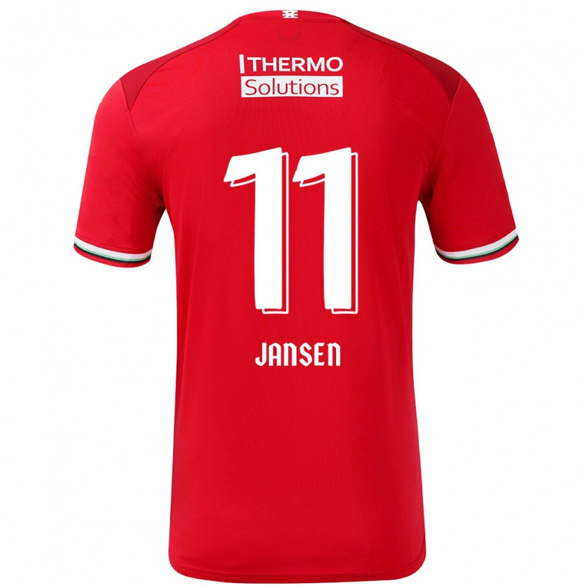 Danxen Homme Maillot Renate Jansen #11 Rouge Blanc Tenues Domicile 2024/25 T-Shirt