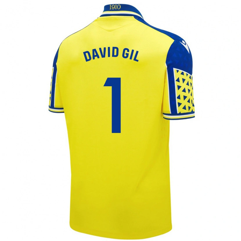 Danxen Homme Maillot David Gil #1 Jaune Bleu Tenues Domicile 2024/25 T-Shirt