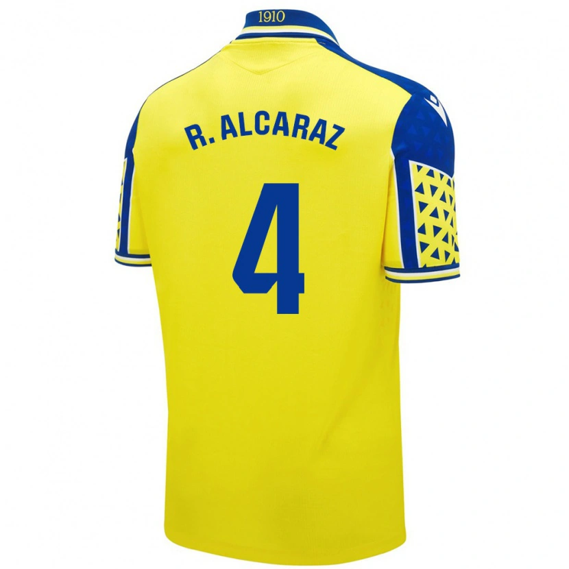 Danxen Homme Maillot Rubén Alcaraz #4 Jaune Bleu Tenues Domicile 2024/25 T-Shirt