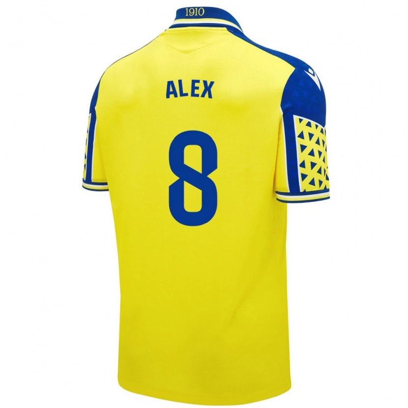 Danxen Homme Maillot Álex Fernández #8 Jaune Bleu Tenues Domicile 2024/25 T-Shirt